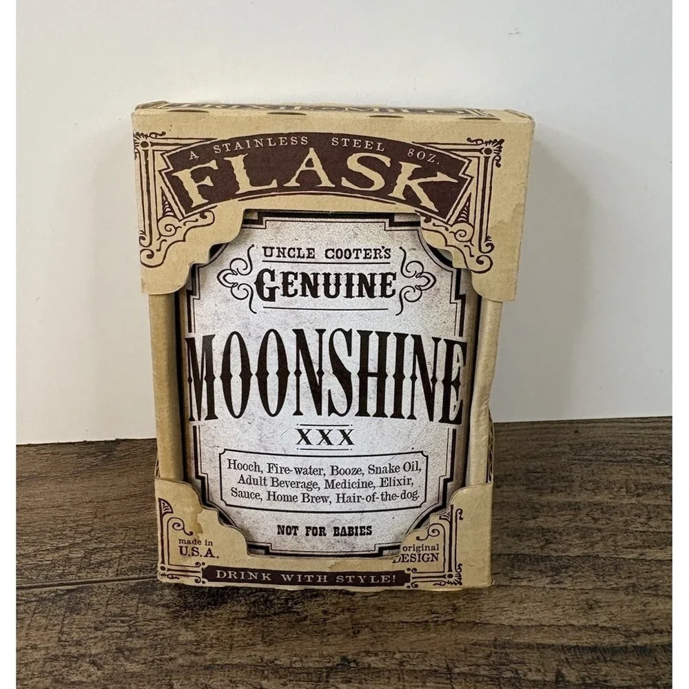 Trixie & Milo Uncle Cooter's Genuine Moonshine 8oz Stainless Steel Flask